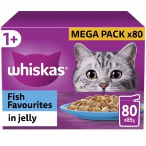 Whiskas 1+ Adult Wet Cat Food Fish Selection In Jelly 80x85g